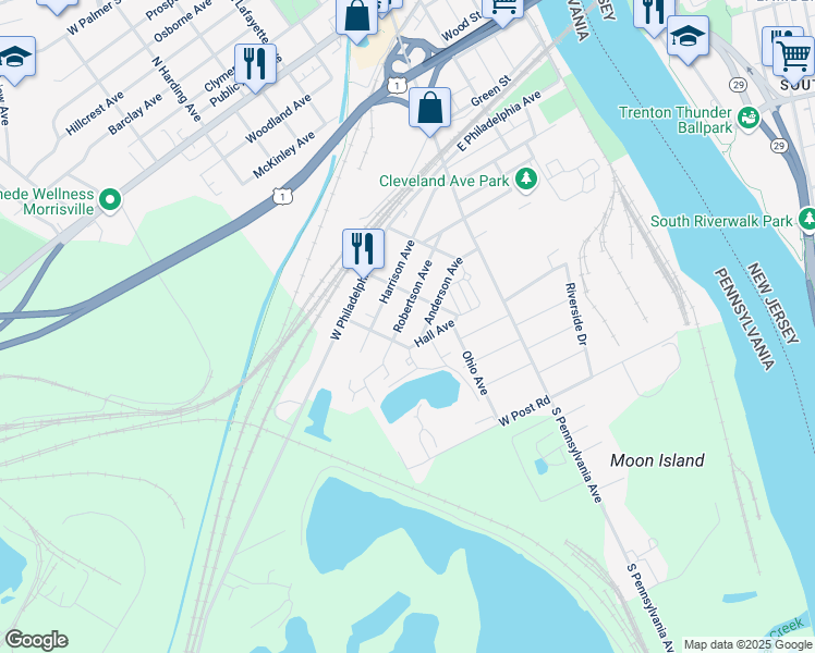 map of restaurants, bars, coffee shops, grocery stores, and more near 234 Robertson Avenue in Morrisville