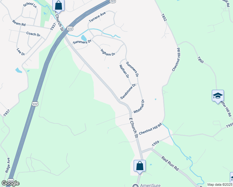 map of restaurants, bars, coffee shops, grocery stores, and more near 172 East Church Street in Stevens