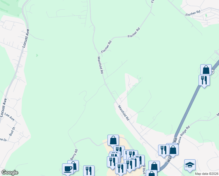 map of restaurants, bars, coffee shops, grocery stores, and more near 635 Manifold Road in Washington