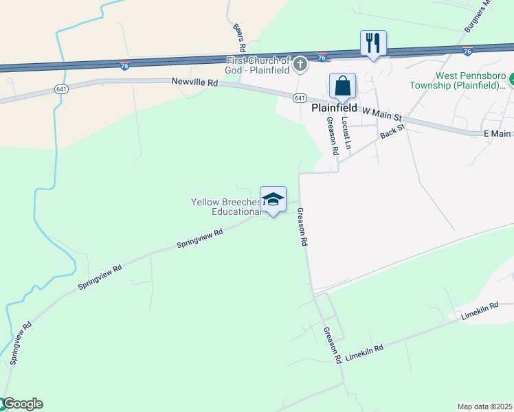 map of restaurants, bars, coffee shops, grocery stores, and more near 12 Springview Rd in Carlisle