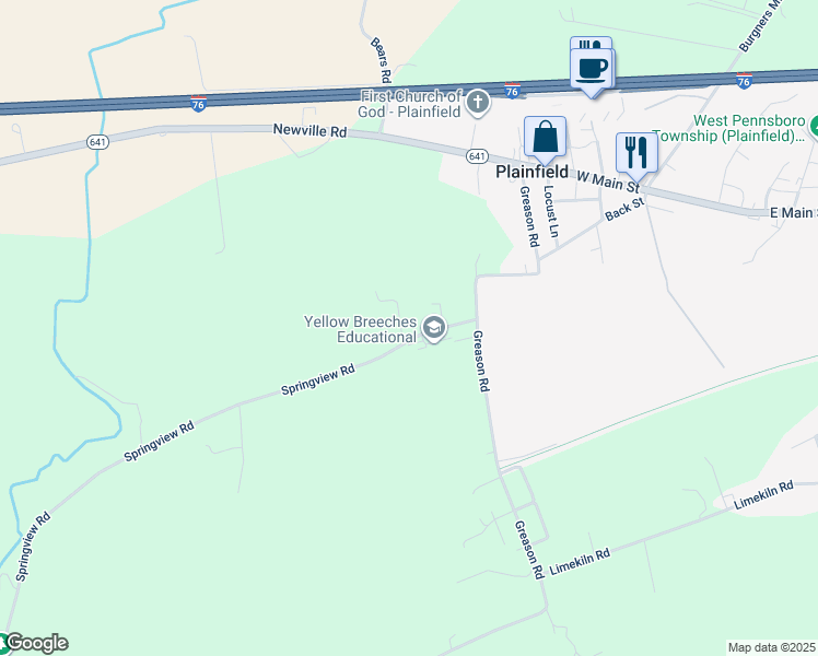 map of restaurants, bars, coffee shops, grocery stores, and more near 12 Springview Rd in Carlisle