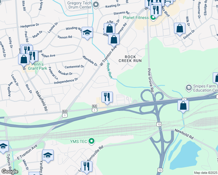 map of restaurants, bars, coffee shops, grocery stores, and more near 142 Juliet Road in Morrisville