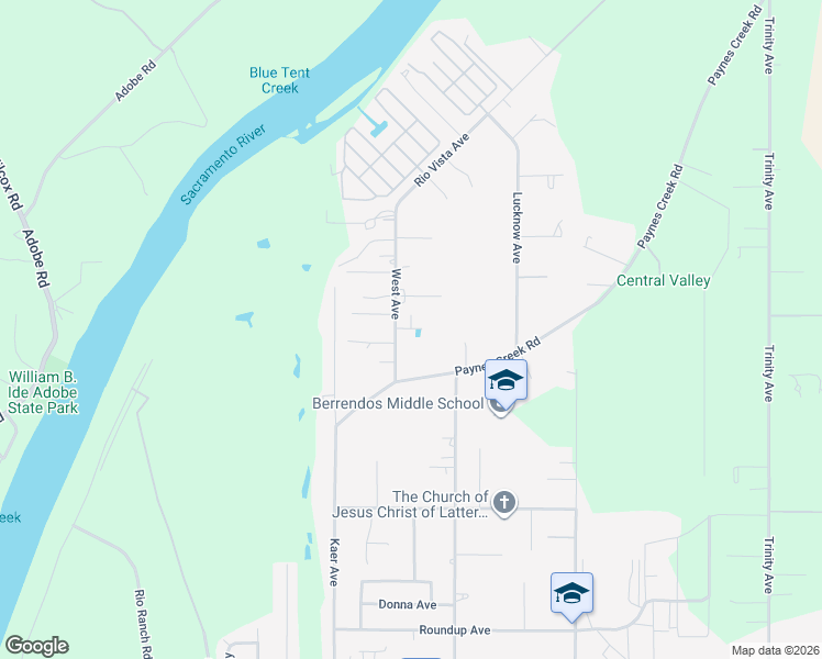 map of restaurants, bars, coffee shops, grocery stores, and more near 545 West Avenue in Red Bluff