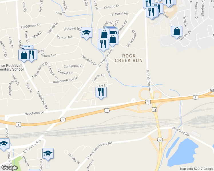 map of restaurants, bars, coffee shops, grocery stores, and more near 142 Juliet Road in Morrisville