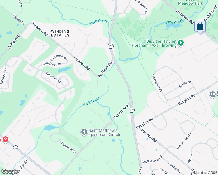 map of restaurants, bars, coffee shops, grocery stores, and more near 1051 McKean Road in Ambler