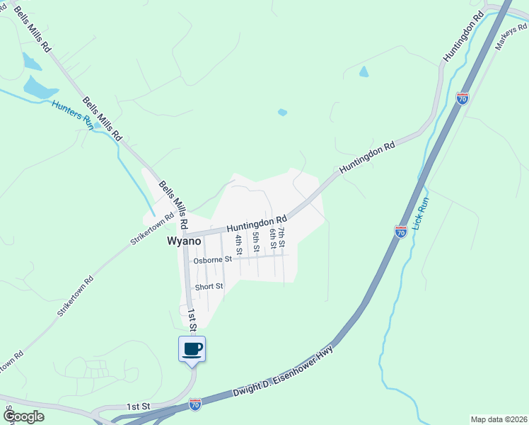 map of restaurants, bars, coffee shops, grocery stores, and more near 153 Huntingdon Road in Wyano