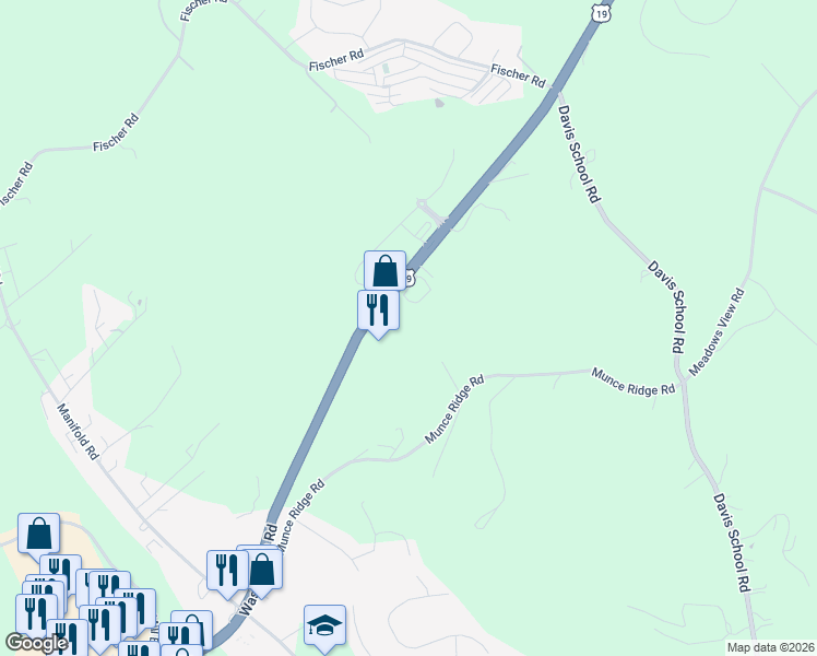 map of restaurants, bars, coffee shops, grocery stores, and more near 920 Washington Road in Washington