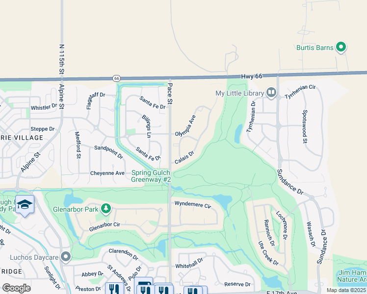 map of restaurants, bars, coffee shops, grocery stores, and more near 1012 Sonoma Circle in Longmont