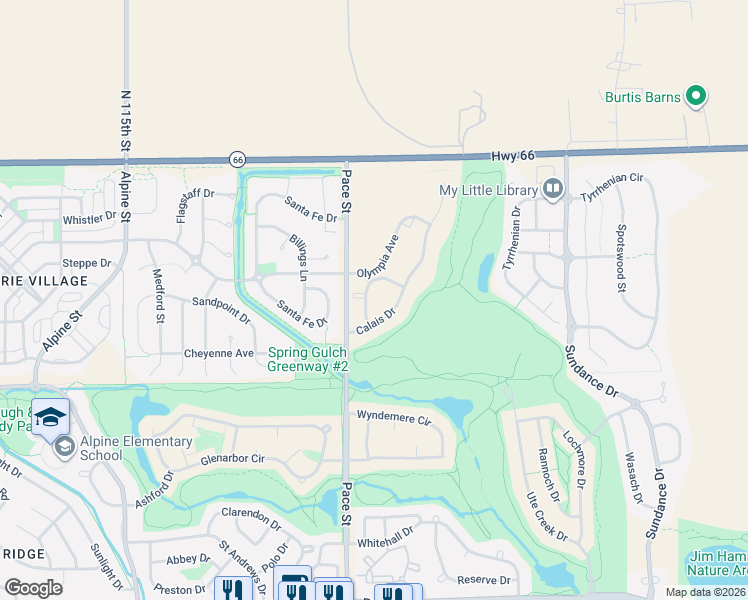 map of restaurants, bars, coffee shops, grocery stores, and more near 1011 Sonoma Circle in Longmont