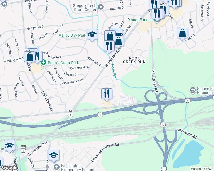 map of restaurants, bars, coffee shops, grocery stores, and more near 117 Juliet Road in Morrisville