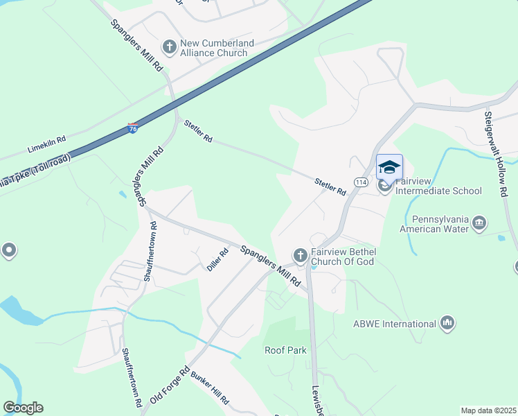 map of restaurants, bars, coffee shops, grocery stores, and more near 255 Stetler Road in New Cumberland