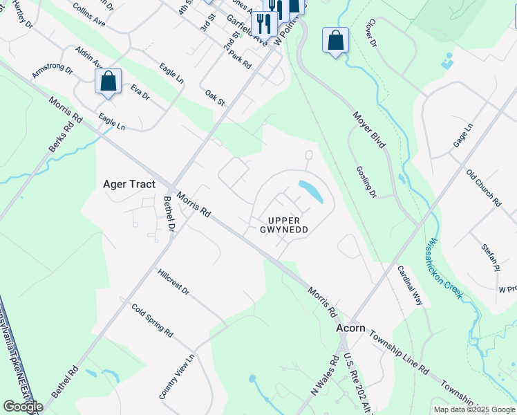 map of restaurants, bars, coffee shops, grocery stores, and more near 1105 Lilac Court in West Point