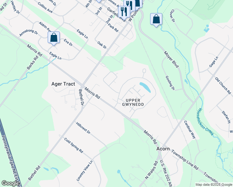 map of restaurants, bars, coffee shops, grocery stores, and more near 1405 Lilac Court in West Point