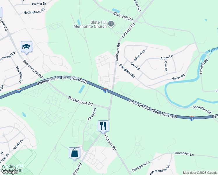 map of restaurants, bars, coffee shops, grocery stores, and more near 3021 Meridian Commons in Mechanicsburg