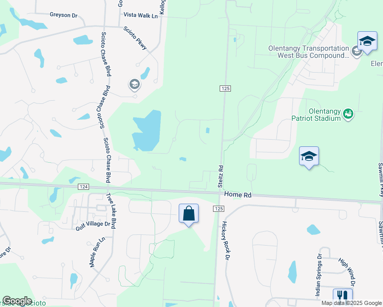 map of restaurants, bars, coffee shops, grocery stores, and more near 7312 Goldenrod Court in Powell