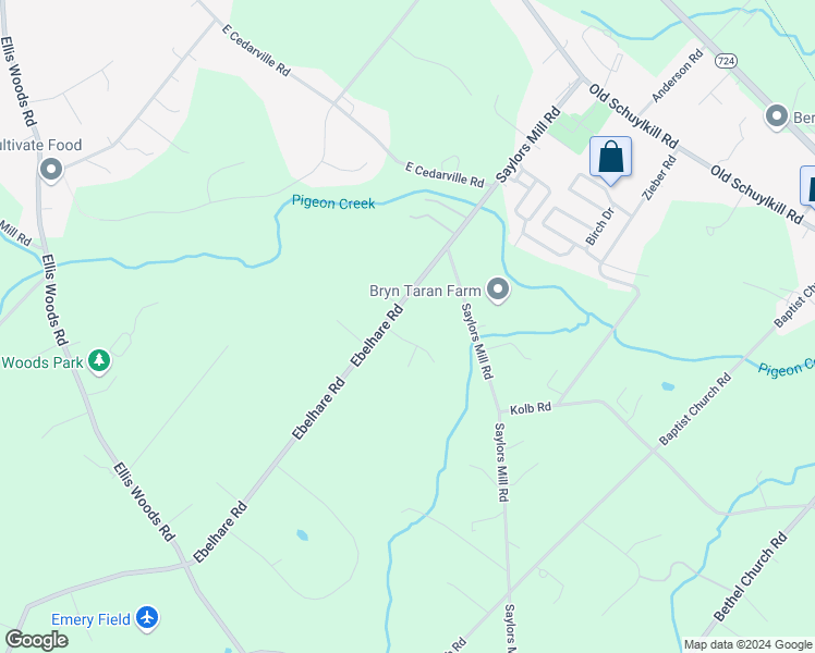 map of restaurants, bars, coffee shops, grocery stores, and more near 1072 Ebelhare Road in Pottstown