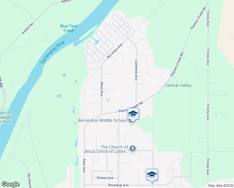 map of restaurants, bars, coffee shops, grocery stores, and more near 75 Nirvana Court in Red Bluff