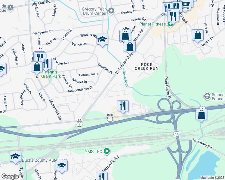 map of restaurants, bars, coffee shops, grocery stores, and more near 15 Jennifer Lane in Morrisville