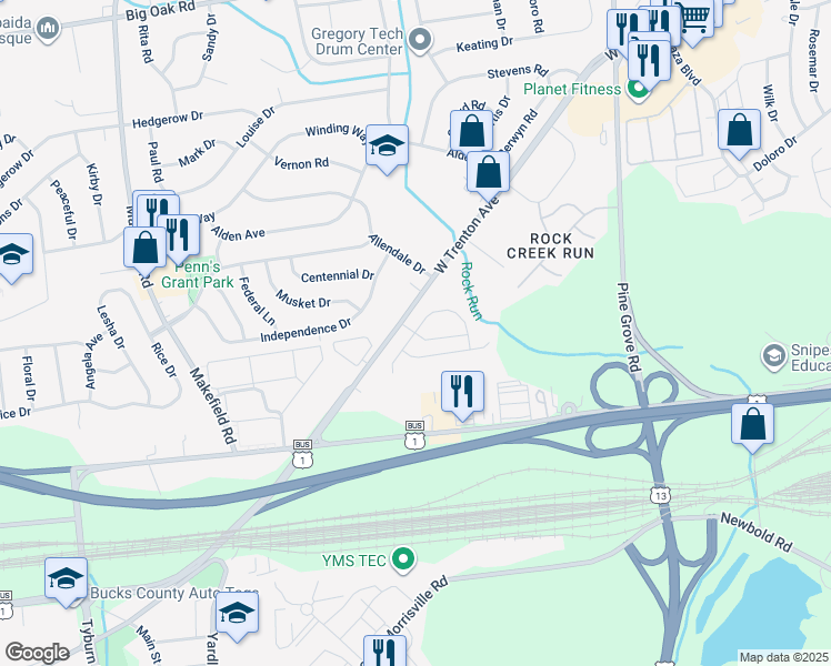 map of restaurants, bars, coffee shops, grocery stores, and more near 15 Jennifer Lane in Morrisville