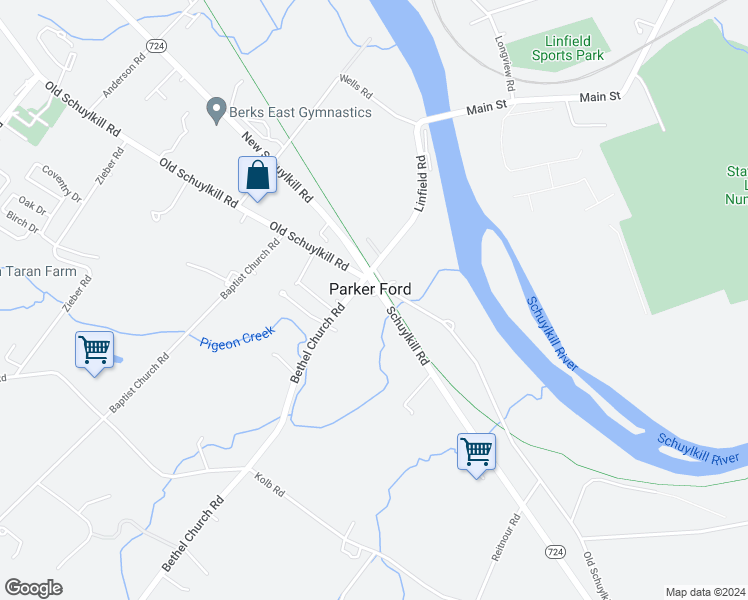 map of restaurants, bars, coffee shops, grocery stores, and more near 2732 Schuylkill Road in Spring City