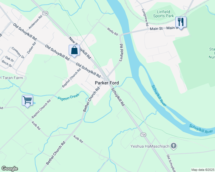 map of restaurants, bars, coffee shops, grocery stores, and more near 35 Bethel Church Road in Spring City