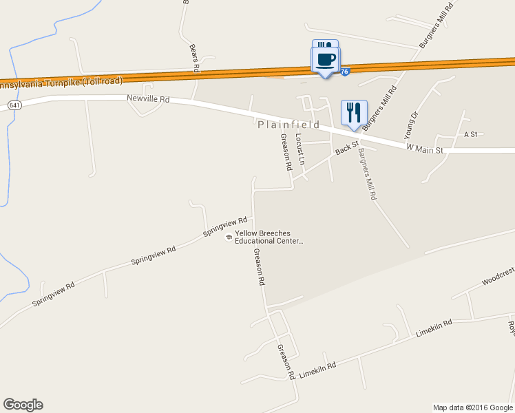 map of restaurants, bars, coffee shops, grocery stores, and more near 139 Greason Road in Carlisle