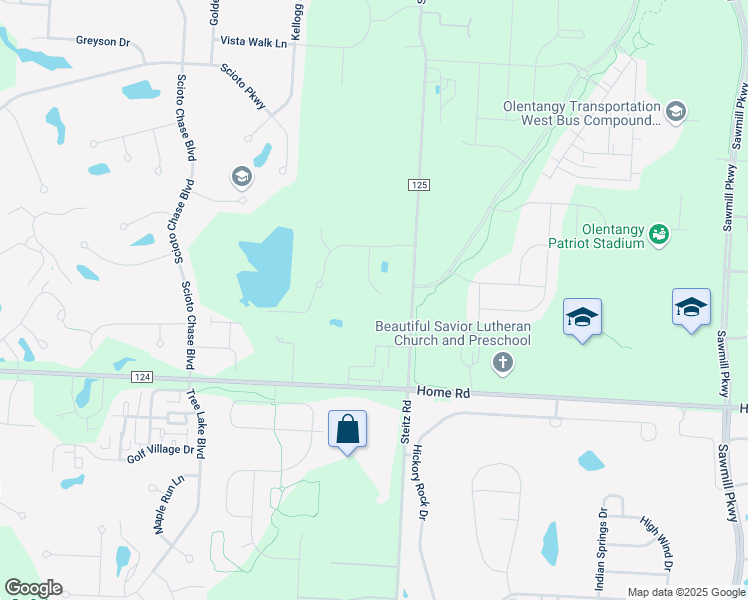 map of restaurants, bars, coffee shops, grocery stores, and more near 7312 Goldenrod Court in Powell