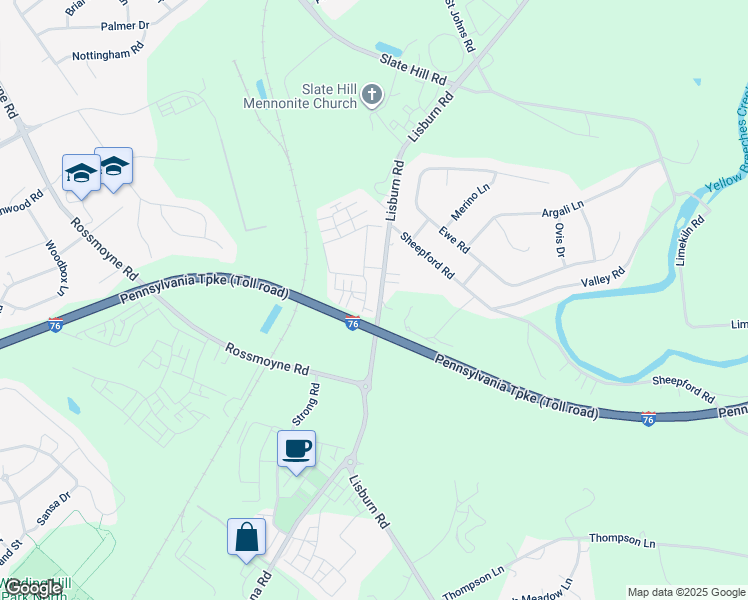 map of restaurants, bars, coffee shops, grocery stores, and more near 3009 Meridian Way in Mechanicsburg
