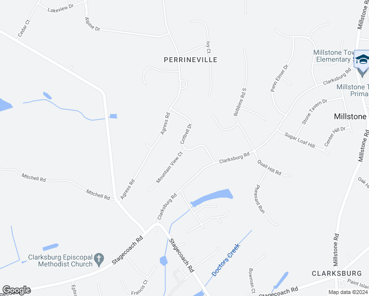 map of restaurants, bars, coffee shops, grocery stores, and more near 1 Mountain View Court in Millstone