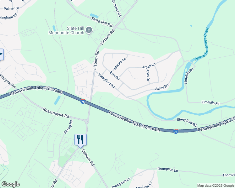 map of restaurants, bars, coffee shops, grocery stores, and more near 1536 Sheepford Rd in Mechanicsburg
