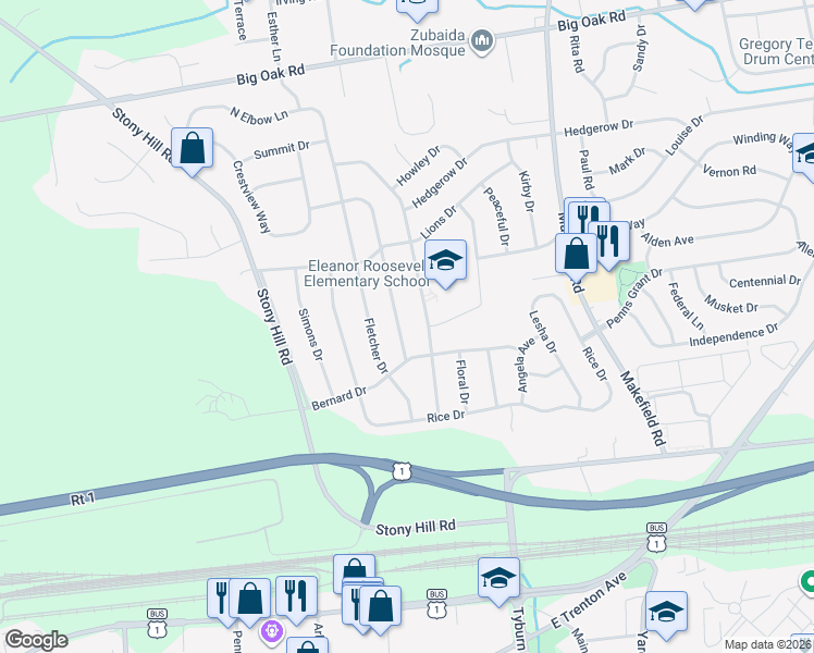 map of restaurants, bars, coffee shops, grocery stores, and more near 184 Walton Drive in Morrisville