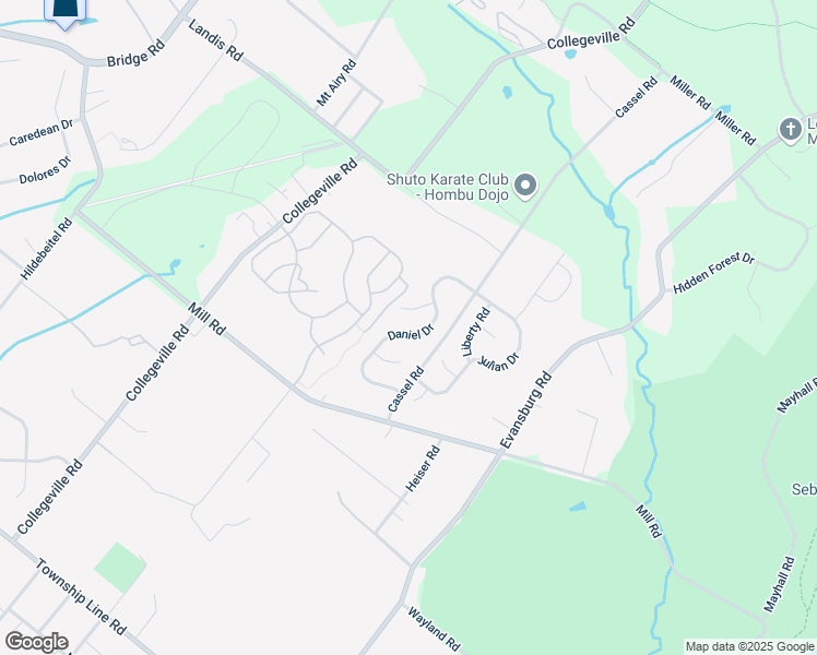 map of restaurants, bars, coffee shops, grocery stores, and more near 729 Daniel Drive in Collegeville