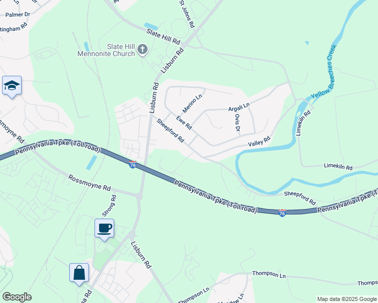 map of restaurants, bars, coffee shops, grocery stores, and more near 1536 Sheepford Rd in Mechanicsburg