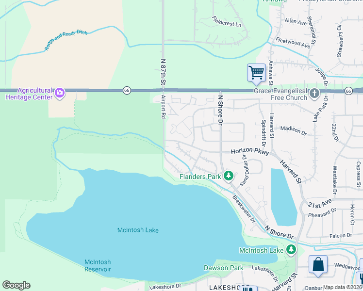map of restaurants, bars, coffee shops, grocery stores, and more near 3232 Mariner Lane in Longmont