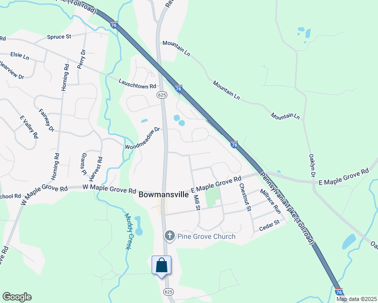 map of restaurants, bars, coffee shops, grocery stores, and more near 123 Olde School Lane in Narvon