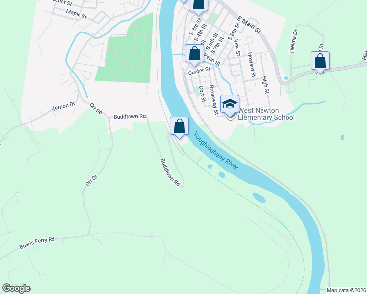 map of restaurants, bars, coffee shops, grocery stores, and more near 322 Buddtown Road in West Newton