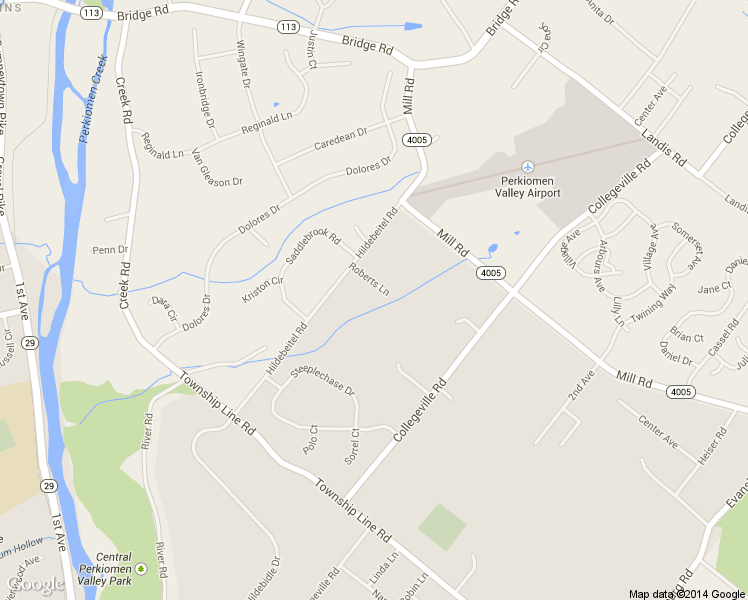 map of restaurants, bars, coffee shops, grocery stores, and more near 4042 Roberts Lane in Collegeville