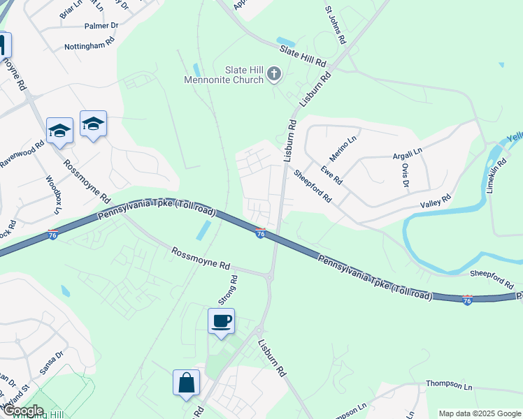 map of restaurants, bars, coffee shops, grocery stores, and more near 3030 Meridian Commons in Mechanicsburg