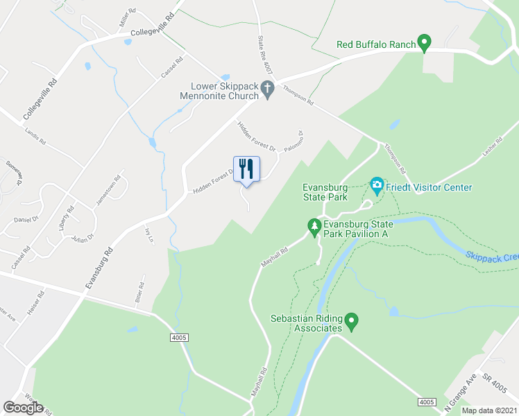 map of restaurants, bars, coffee shops, grocery stores, and more near 862 Appaloosa Court in Collegeville