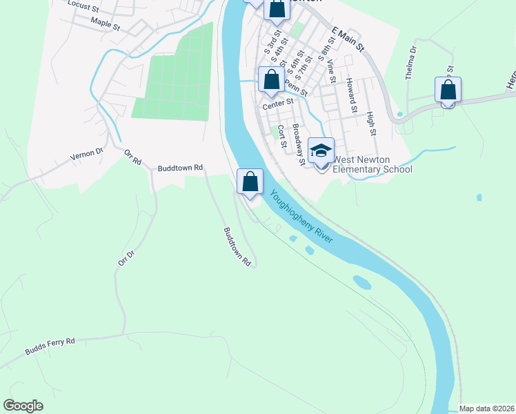 map of restaurants, bars, coffee shops, grocery stores, and more near 322 Buddtown Road in West Newton