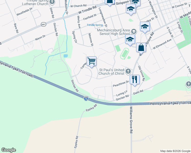 map of restaurants, bars, coffee shops, grocery stores, and more near 809 Tamanini Way in Mechanicsburg