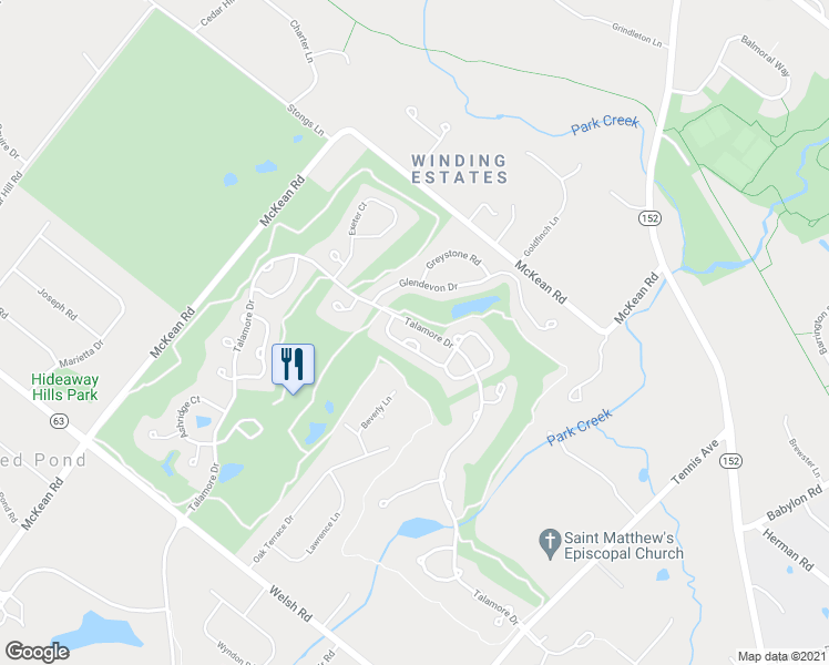 map of restaurants, bars, coffee shops, grocery stores, and more near 1125 Henley Court in Ambler