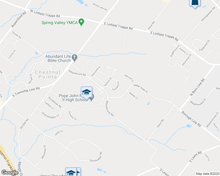 map of restaurants, bars, coffee shops, grocery stores, and more near 244 Fairfield Circle in Royersford