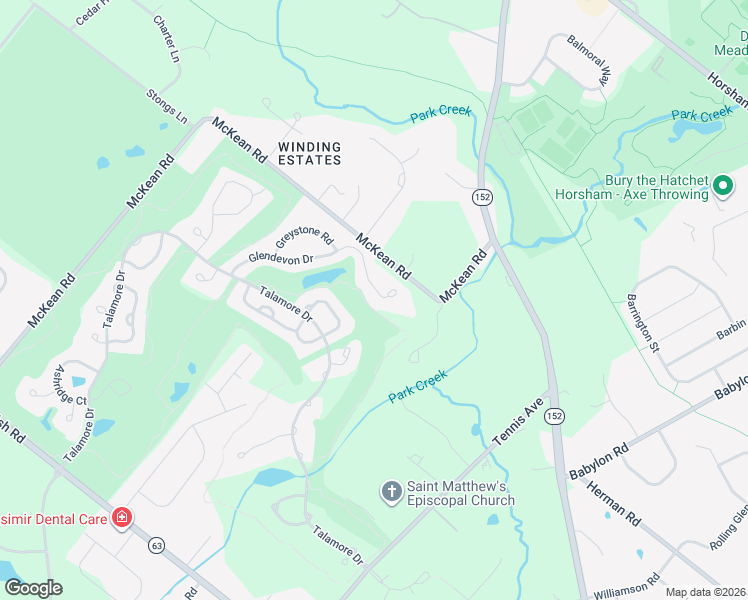 map of restaurants, bars, coffee shops, grocery stores, and more near 1008 Glendevon Drive in Ambler