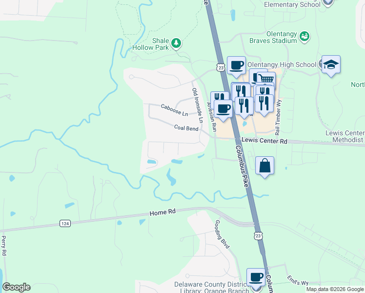 map of restaurants, bars, coffee shops, grocery stores, and more near 6691 Silverton Lane in Delaware