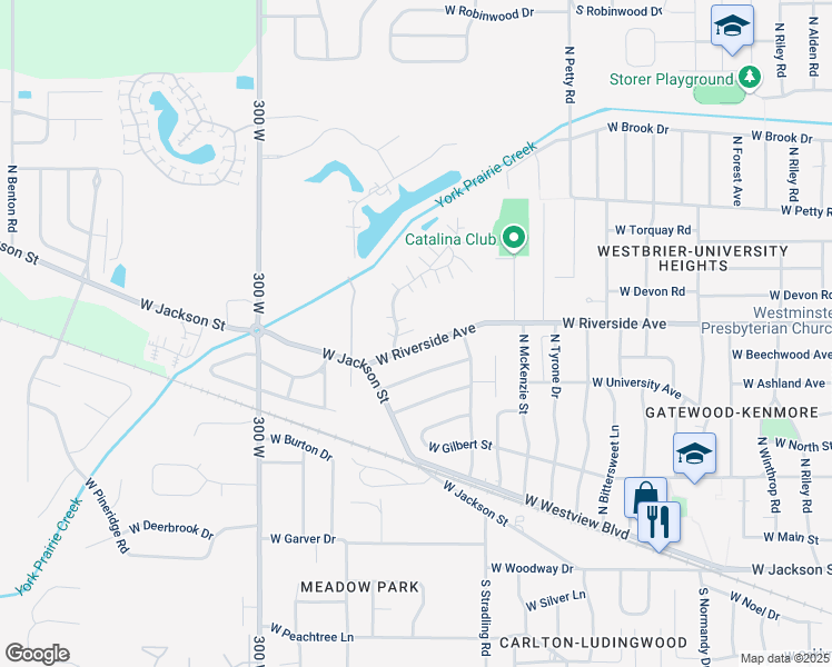 map of restaurants, bars, coffee shops, grocery stores, and more near 4304 Hawks Ridge in Muncie