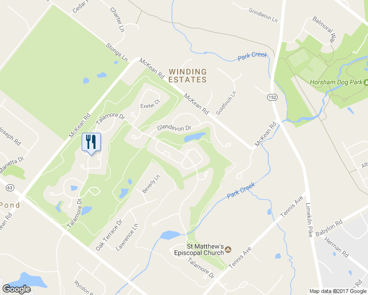 map of restaurants, bars, coffee shops, grocery stores, and more near 1057 Kinghorn Circle in Ambler