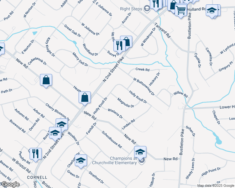 map of restaurants, bars, coffee shops, grocery stores, and more near 284 Magnolia Drive in Southampton