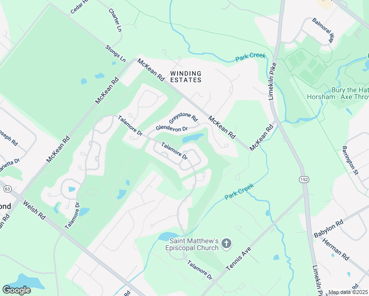 map of restaurants, bars, coffee shops, grocery stores, and more near 1055 Kinghorn Circle in Ambler
