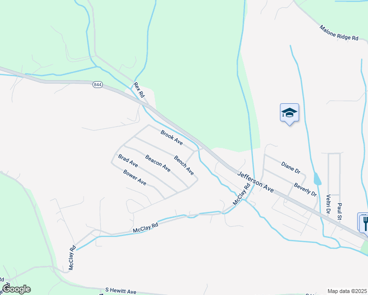 map of restaurants, bars, coffee shops, grocery stores, and more near 119 Brook Avenue in Washington